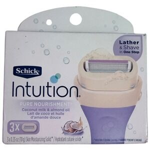 3 Cartridges Schick Intuition Pure Nourishment Almond Oil & Coconut Milk 4 Blade